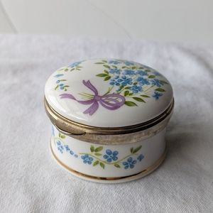 Falcon China Staffordshire England Small Blue Floral Trinket Box